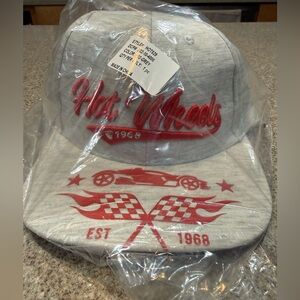 Youth Hot Wheels Embroidered Snap Back Hat, Grey/Red, NEW!